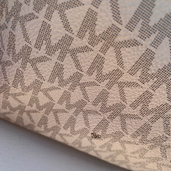 Michael KORS TOTE PURSE BAG with MK logo Gold Tan Brown Gray - Picture 8 of 9